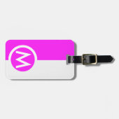 Moderne tweekleurige roze monogram bagagelabel (Voorkant horizontaal)