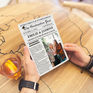 Moderne tweeling Afstuderen Krant Middelbare Schoo Kaart