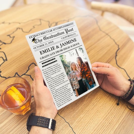 Moderne tweeling Afstuderen Krant Middelbare Schoo Kaart