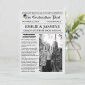 Moderne tweeling Afstuderen Krant Middelbare Schoo Kaart (Staand voorkant)