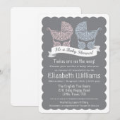 Moderne Tweeling Baby Shower Uitnodiging (Voorkant / Achterkant)