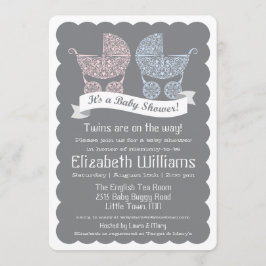 Moderne Tweeling Baby Shower Uitnodiging