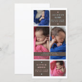 Moderne Tweeling Foto Jongen Meisje Geboorteaankon Aankondiging (Voorkant / Achterkant)