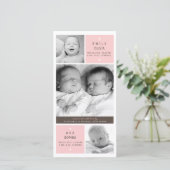 Moderne Tweeling Meisjes Foto Baby Geboorte Aankon Aankondiging (Staand voorkant)