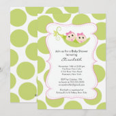 Moderne tweeling meisjes in erwt pod Baby shower Kaart (Voorkant / Achterkant)