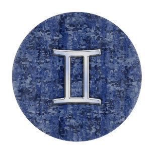 Moderne Tweelingen Zodiac Steken Navy Blauwe Digit Snijplank