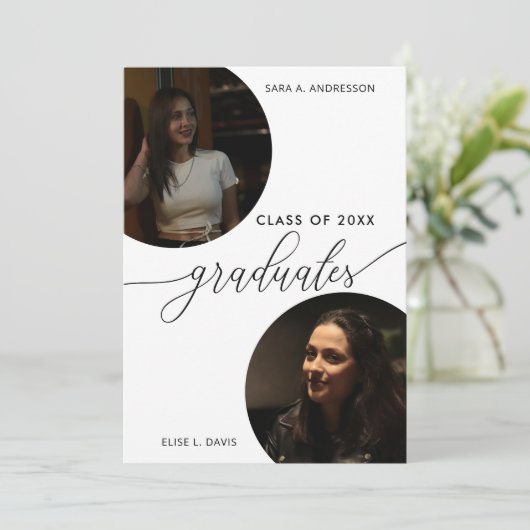 Moderne tweepersoons afstudeerfeest - Klasse van 2 Kaart (Staand voorkant)
