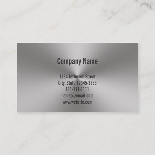 Moderne tweeszijdige geborstelde metalen blik mono visitekaartje (Achterkant)