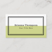 Moderne tweetone kleurenblok kalkgroen visitekaartje (Voorkant)