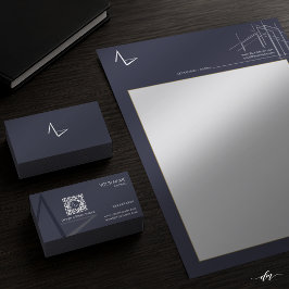 Moderne Tweezijdige Architect Letterhead Briefhoofd