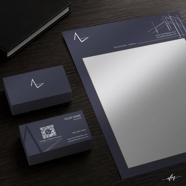 Moderne Tweezijdige Architect Letterhead Briefhoofd (Professional stationery that reinforces your brand with every client communication.)