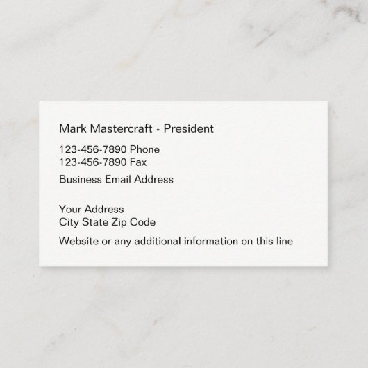 Moderne tweezijdige constructie visitekaartje (Achterkant)