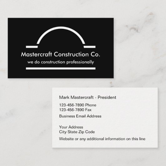 Moderne tweezijdige constructie visitekaartje (Voorkant / Achterkant)