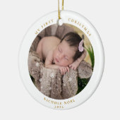 Moderne tweezijdige mijn eerste kerstfoto keramisch ornament (Links)