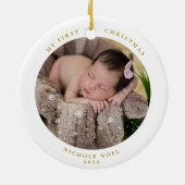 Moderne tweezijdige mijn eerste kerstfoto keramisch ornament (Achterkant)