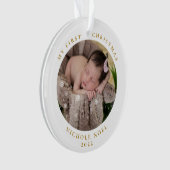 Moderne tweezijdige mijn eerste kerstfoto ornament (voorkant)
