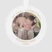 Moderne tweezijdige mijn eerste kerstfoto ornament (achterkant)