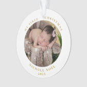Moderne tweezijdige mijn eerste kerstfoto ornament (voorkant)