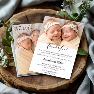 Moderne Twin Baby aankondiging met foto's