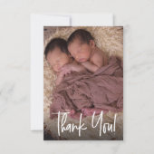 Moderne Twin Baby Foto Dank je wel geboorte Bedankkaart (Voorkant)
