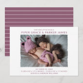 Moderne Twin Photo Aankondiging van de Geboorte (Voorkant / Achterkant)