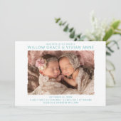 Moderne Twin Photo Aankondiging van de Geboorte (Staand voorkant)