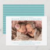 Moderne Twin Photo Aankondiging van de Geboorte (Voorkant / Achterkant)