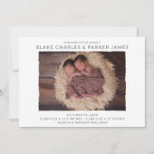 Moderne Twin Photo Aankondiging van de Geboorte (Voorkant)