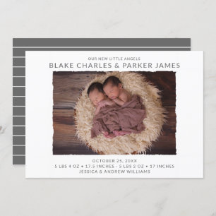 Moderne Twin Photo Aankondiging van de Geboorte