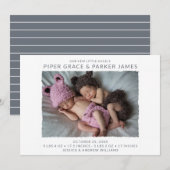 Moderne Twin Photo Aankondiging van de Geboorte (Voorkant / Achterkant)