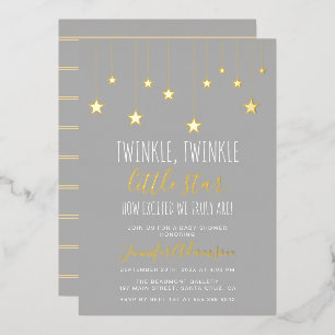 Moderne Twinkle Little Star Baby Shower Folie Uitnodiging