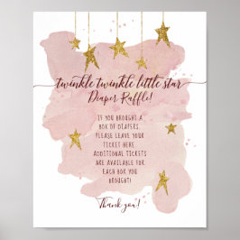 Moderne Twinkle Little Star Roze LuierRaffle Bord Poster