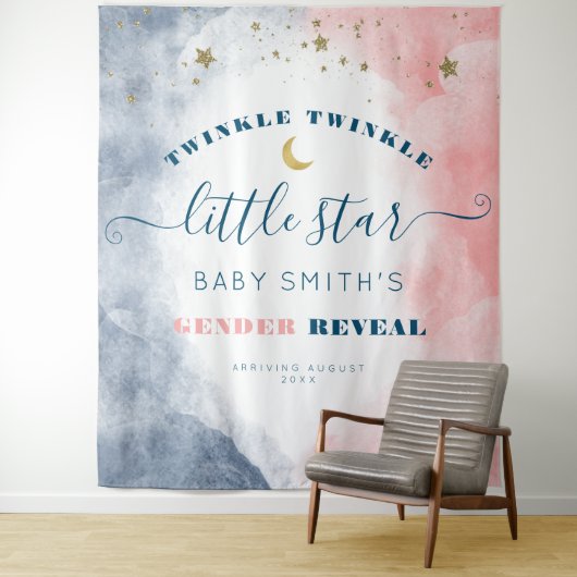 Moderne Twinkle Twinkle Gender onthulling achtergr Wandkleed (In situ)