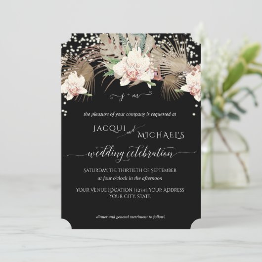 Moderne Twinkle Witte Orchidee Bloemige BOHO Tropi Kaart (Staand voorkant)