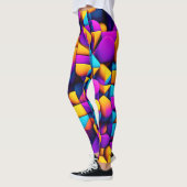 Moderne Twitch 3D Geel Violet isometrisch patroon Leggings (Links)