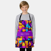 Moderne Twitch 3D Geel Violet isometrisch patroon Schort (Gedragen)