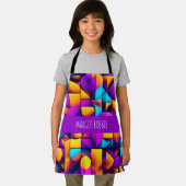 Moderne Twitch 3D Geel Violet isometrisch patroon Schort (Insitu)