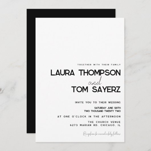 Moderne Type Eenvoudige handse bruiloft Kaart (Voorkant / Achterkant)