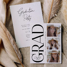 Moderne Type Graduation Party Fotouitnodiging Kaar