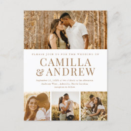 Moderne Type Names Simple 4 Photo Wedding Uitnodiging Briefkaart