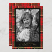 Moderne Typemachine Rood en Goud Geplakt Foto Feestdagenkaart (Voorkant / Achterkant)