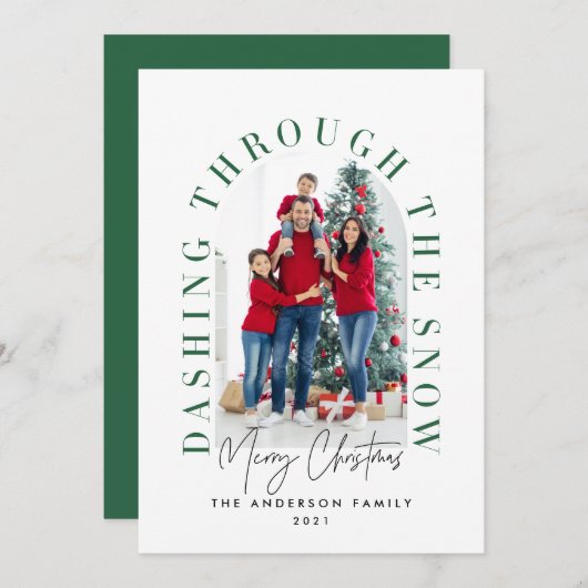 Moderne typografie 1 fotokerst feestdagenkaart (Voorkant / Achterkant)