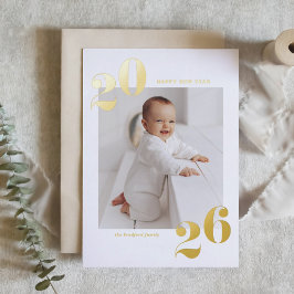 Moderne Typografie 2025 Gelukkig Nieuwjaar Goud Folie Feestdagenkaart