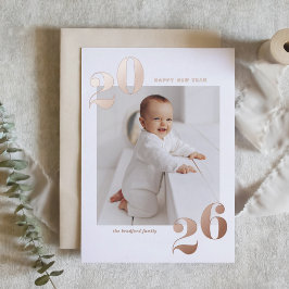 Moderne Typografie 2025 Gelukkig Nieuwjaar Goud Folie Feestdagenkaart