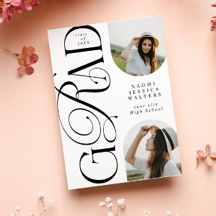 Moderne Typografie 2 Boog Foto Elegante Afstuderen Kaart
