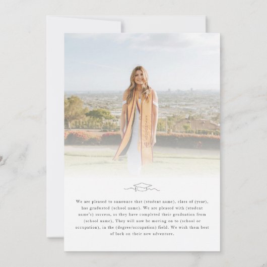 Moderne typografie 2 foto afstudeeraankondiging kaart (Achterkant)