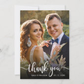Moderne Typografie 2 Foto Bruiloft Dank u Kaart (Voorkant)