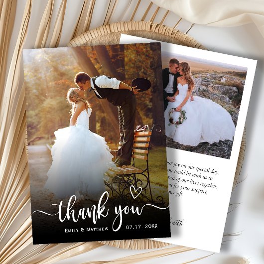 Moderne Typografie 2 Foto Bruiloft Dank u Kaart