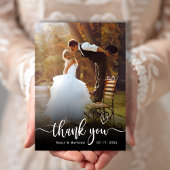 Moderne Typografie 2 Foto Bruiloft Dank u Kaart