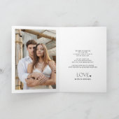 Moderne typografie 2 foto bruiloft gevouwen bedankkaart (Binnen)